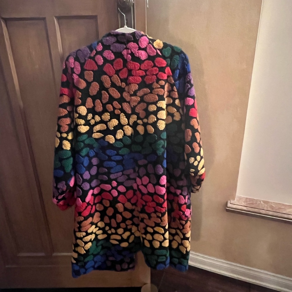 Farm Rio front open teddy bear coat material, multicolored, NEW W/O tags - Picture 3 of 8